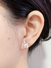 Sterling Silver Unicorn Stud Earrings - SS