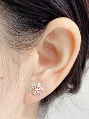 Sterling Silver Snowflake Post Earrings - SS