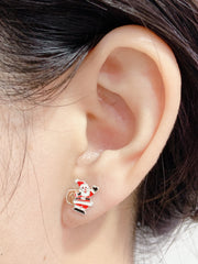 Sterling Silver Santa Claus Post Earrings - SS