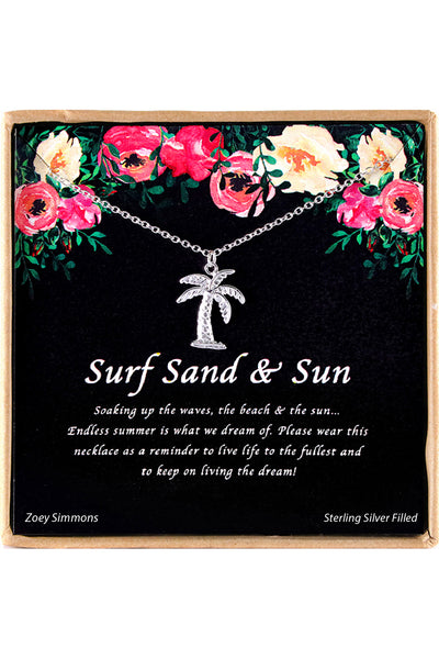 'Surf Sand & Sun' Boxed Charm Necklace - SF