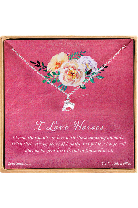 'I Love Horses' Boxed Charm Necklace - SF