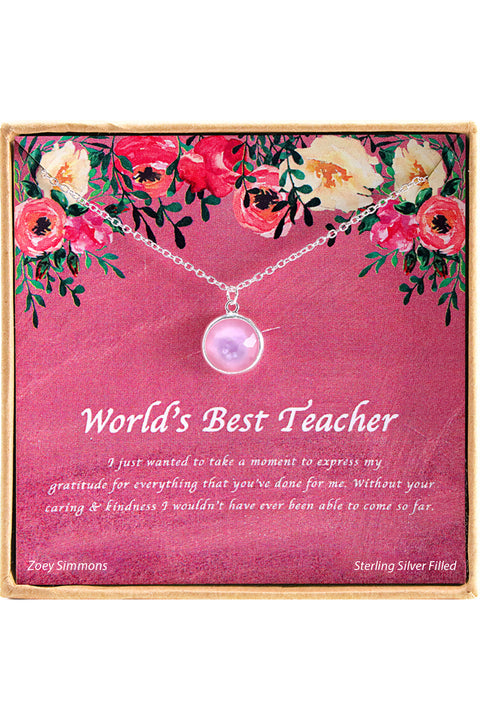 'World's Best Teacher' Boxed Charm Necklace - SF