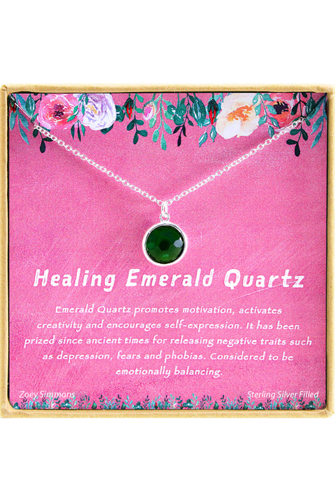 'Healing Emerald Quartz' Boxed Charm Necklace - SF