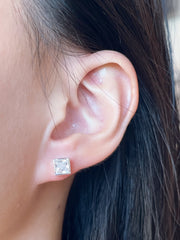 9mm Square CZ Post Earrings - SF