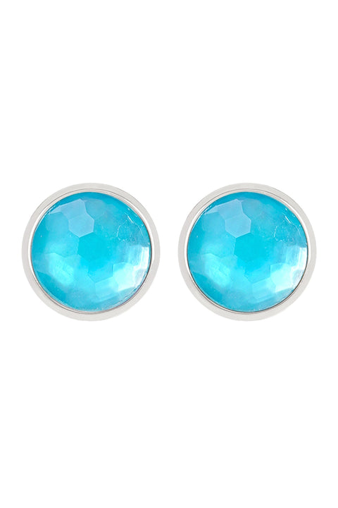 Blue Mother Of Pearl Post Earrings - SF