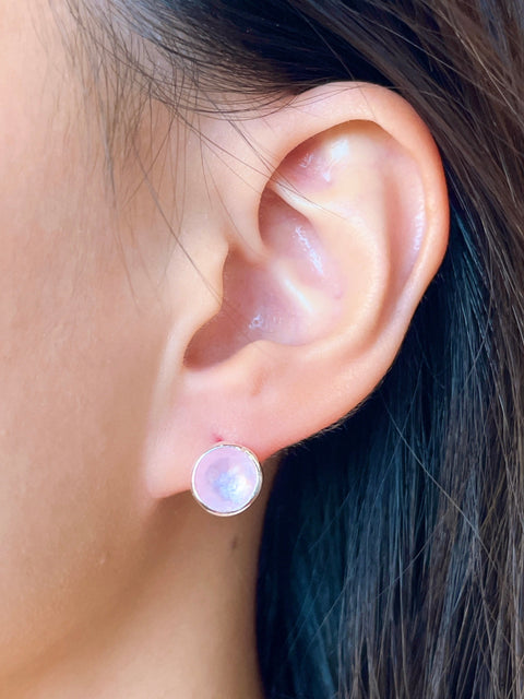 Pink Mother Of Pearl Post Earrings - SF