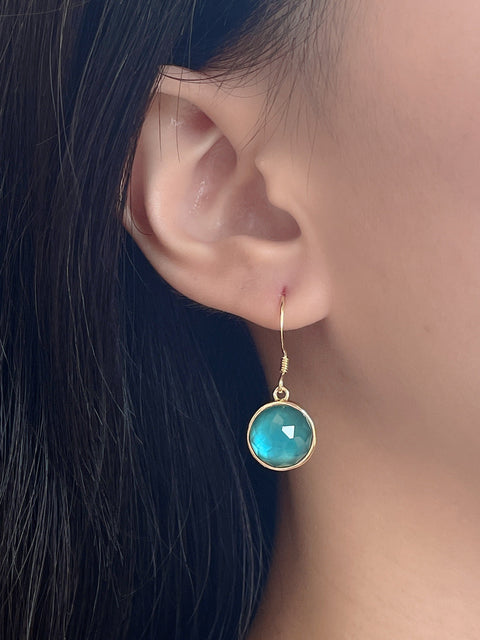 Blue Mother Of Pearl Drop Earrings - GF