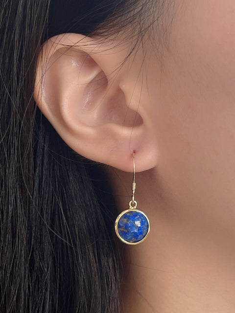 Lapis Fancy Cut Round Earrings - GF