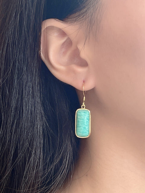 Amazonite Rectangle Earrings - GF