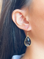 Black Onyx Pear Cut Earrings - GF