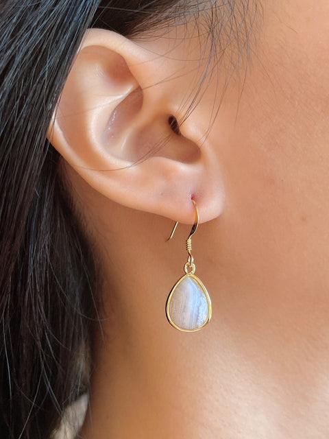 Blue Lace Agate Teardrop Earrings - GF