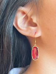Raspberry Crystal Drop Earrings - GF