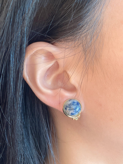 Lapis Clip On Earrings In Gold - GF