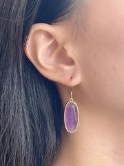 Amethyst Oval Drop Earrings - GF