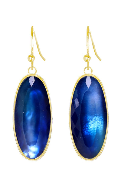 Labradorite Doublet Oval Drop Earrings - GF