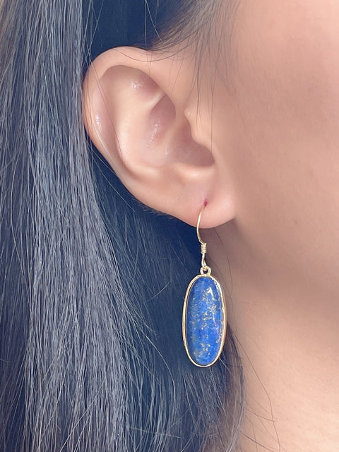 Lapis Oval Drop Earrings - GF