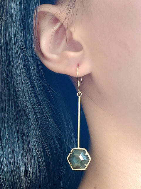 Labradorite Pendulum Drop Earrings - GF