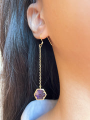 Amethyst Pendulum Drop Earrings - GF
