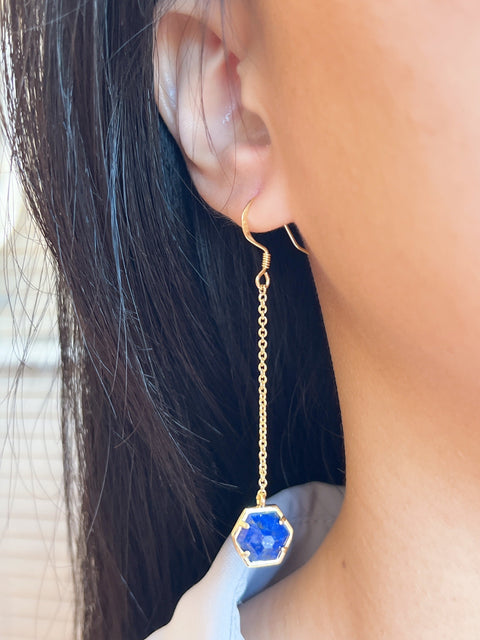 Lapis Pendulum Drop Earrings - GF