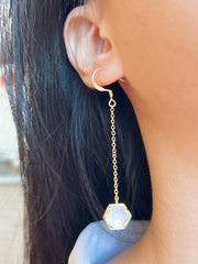 Mother Of Pearl Pendulum Drop Earrings - GF