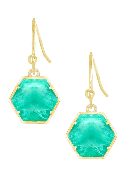 Amazonite Hexagon Drop Earrings - GF