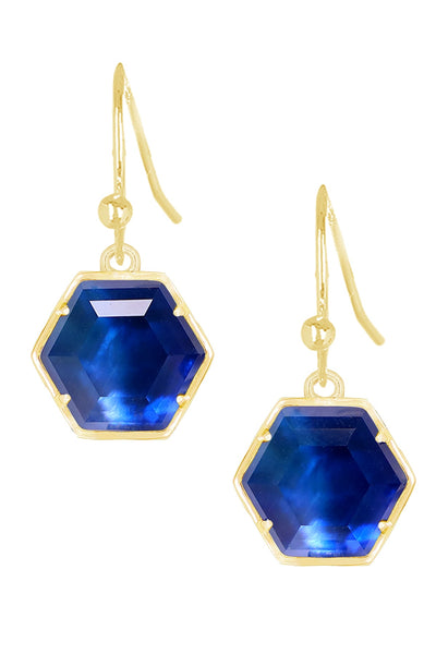 Labradorite Doublet Hexagon Drop Earrings - GF