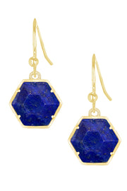 Lapis Hexagon Drop Earrings - GF