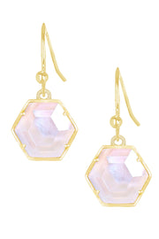 Mother Of Pearl Hexagon Drop Earrings - GF