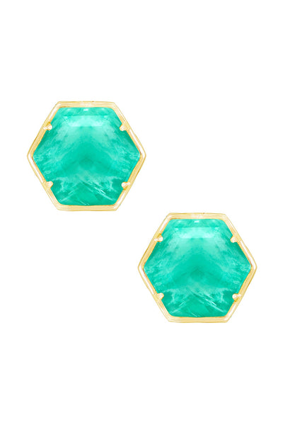 Amazonite Hexagon Post Earrings - GF