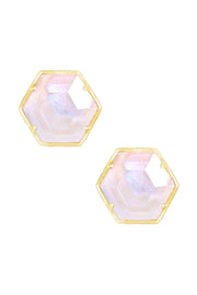 Mother Of Pearl Hexagon Post Earrings - GF