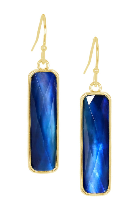 Labradorite Doublet Rectangle Drop Earrings - GF