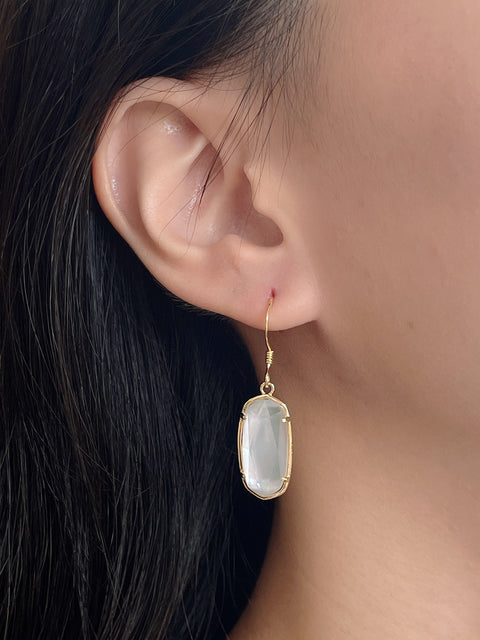 Mother Of Pearl Quartz Drop Earrings - GF