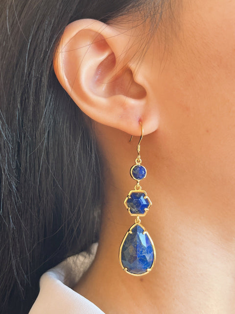 Lapis Statement Earrings - GF