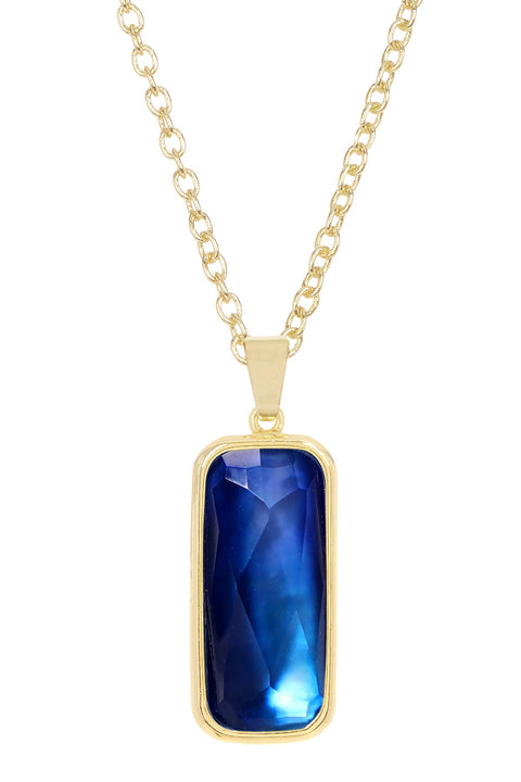 Labradorite Doublet Rectangle Pendant Necklace - GF