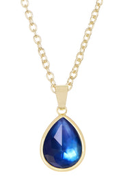 Labradorite Doublet Teardrop Pendant Necklace - GF