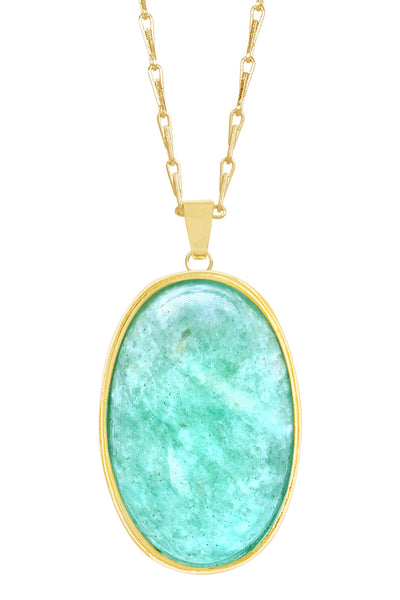 Amazonite Cabochon Pendant Necklace - GF