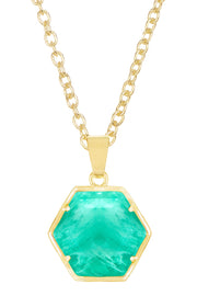 Amazonite Hexagon Pendant Necklace - GF