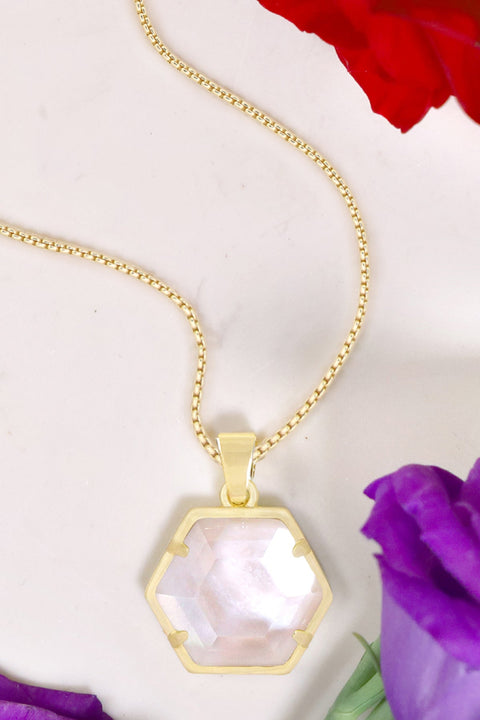 Mother Of Pearl Hexagon Necklace - GF