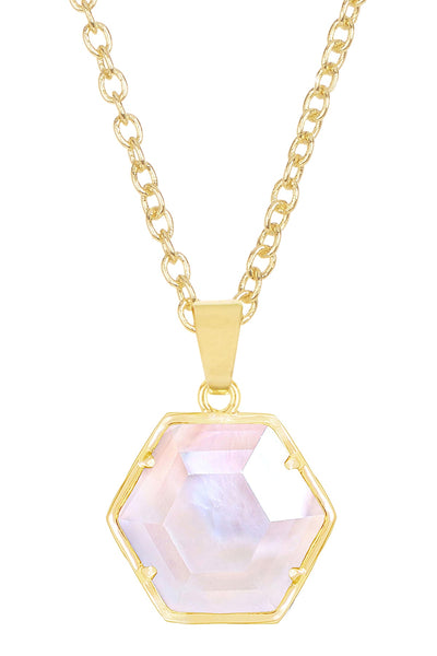 Mother Of Pearl Hexagon Necklace - GF