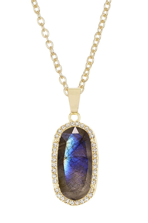 Labradorite Halo Pendant Necklace - GF