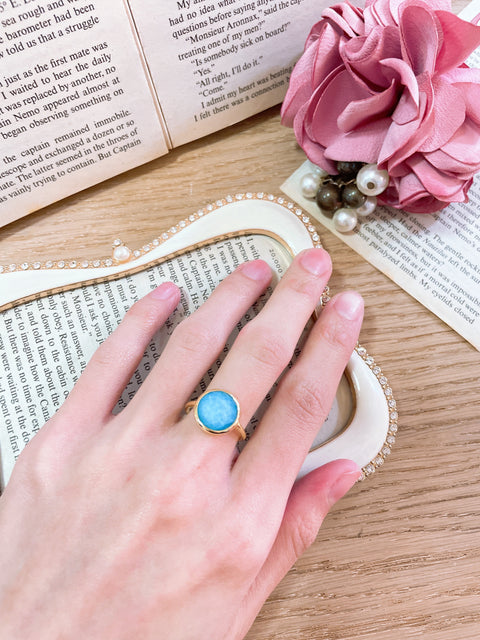 Turquoise Quartz Lollipop Ring - GF