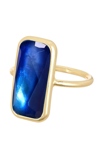 Labradorite Doublet Rectangle Ring - GF