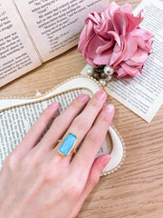 Turquoise Quartz Rectangle Ring - GF