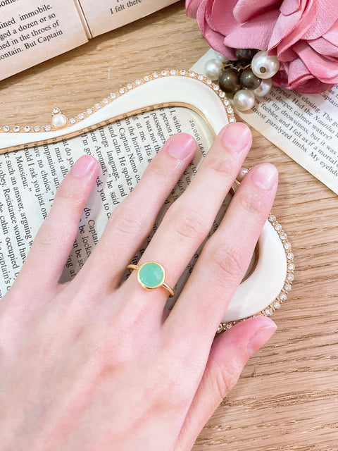 Amazonite Crystal Cab Ring - GF