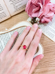 Raspberry Crystal Cab Ring - GF