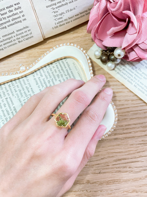 Unakite Hexagon Ring - GF