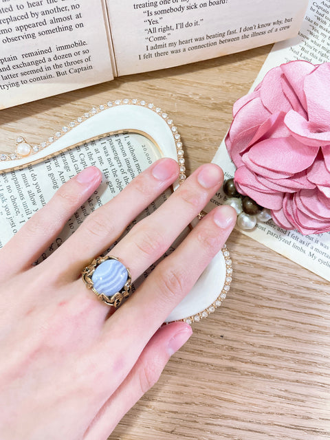 Blue Lace Agate Garden Ring In - GF