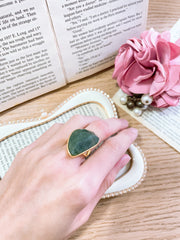 Moss Agate Statement Ring - GF