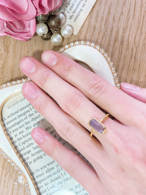 Amethyst Petite Rectangle Ring - GF