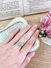 Turquoise Quartz Petite Rectangle Ring - GF
